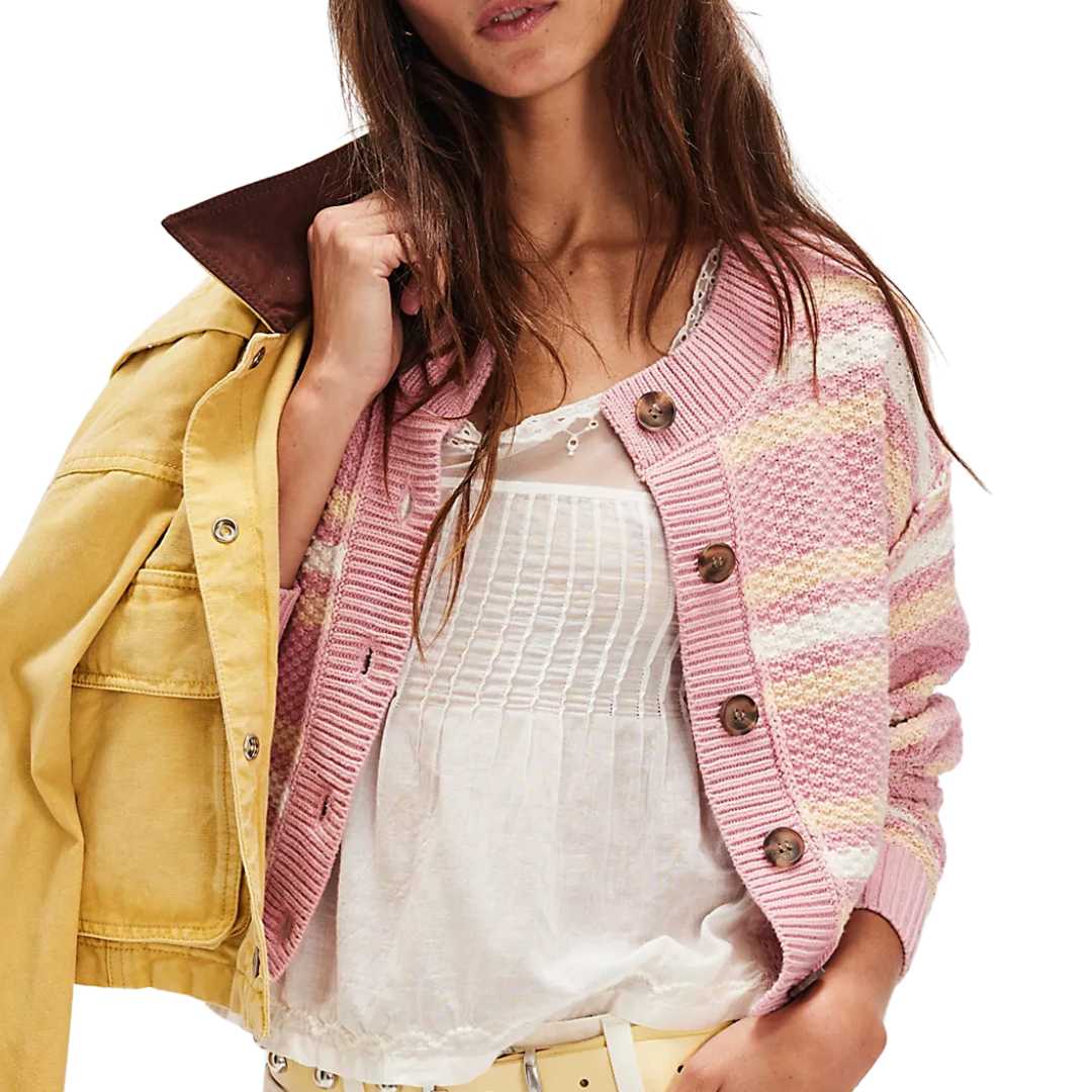 Lila Stripe Cardi in Ivory Combo
