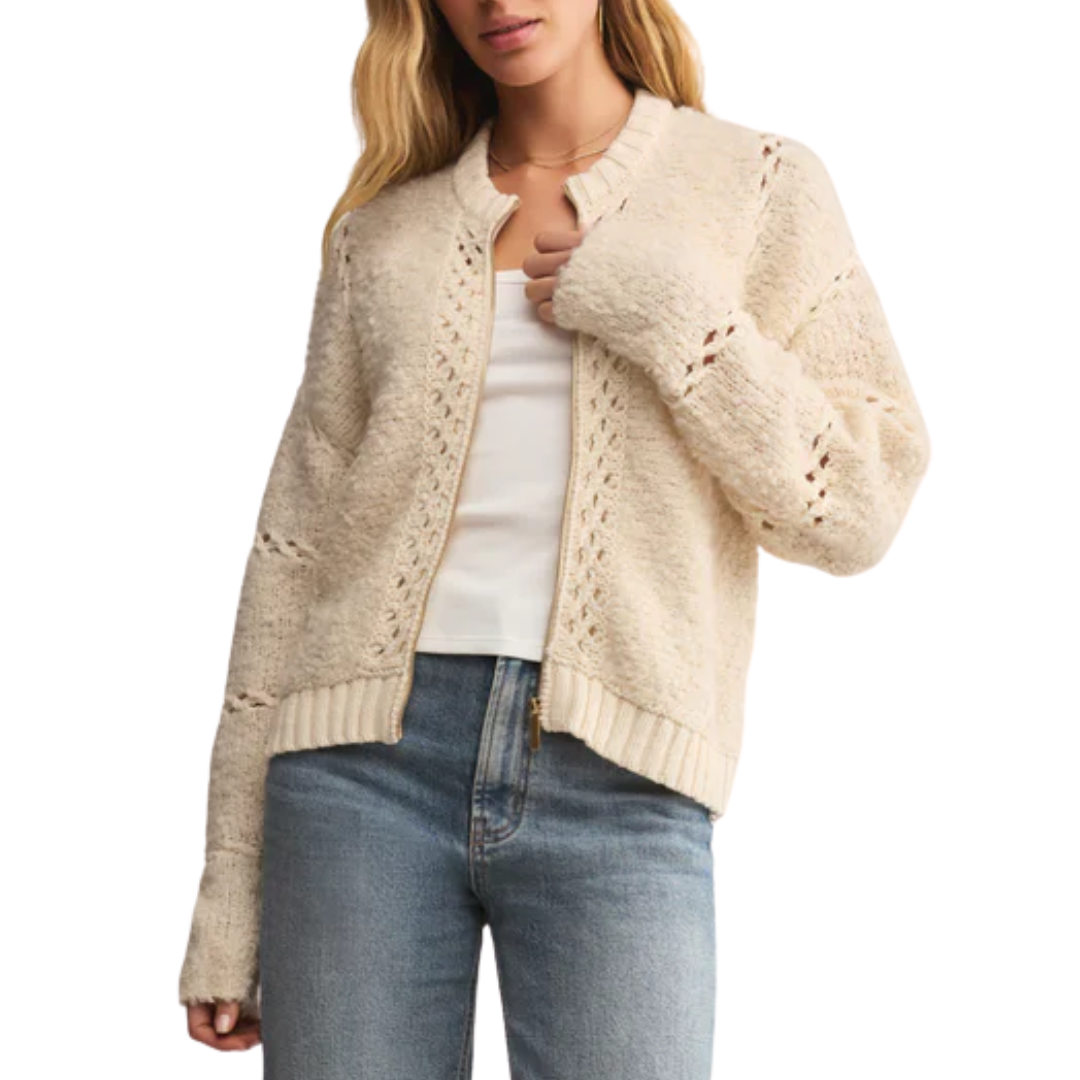 Sundance Zip-Up Sweater Jacket in Crystal