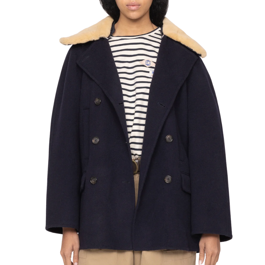 Astra Peacoat in Navy
