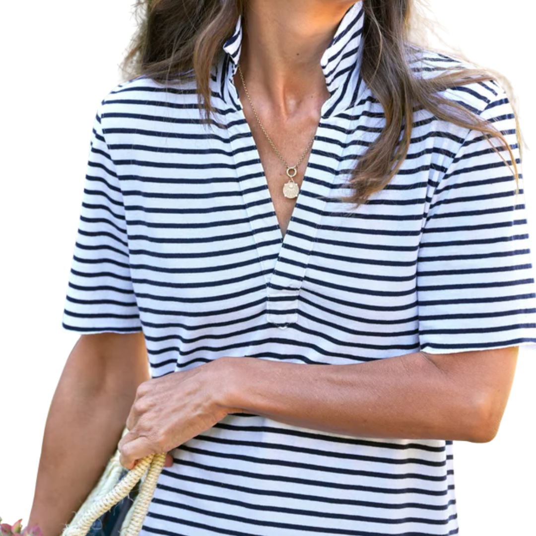 Emma Henley Maxi Dress in Navy French Stripe