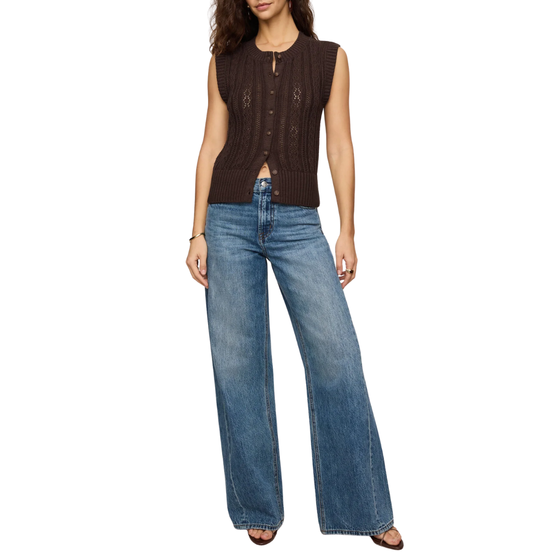 Cabot Crochet Vest in Dark Chocolate