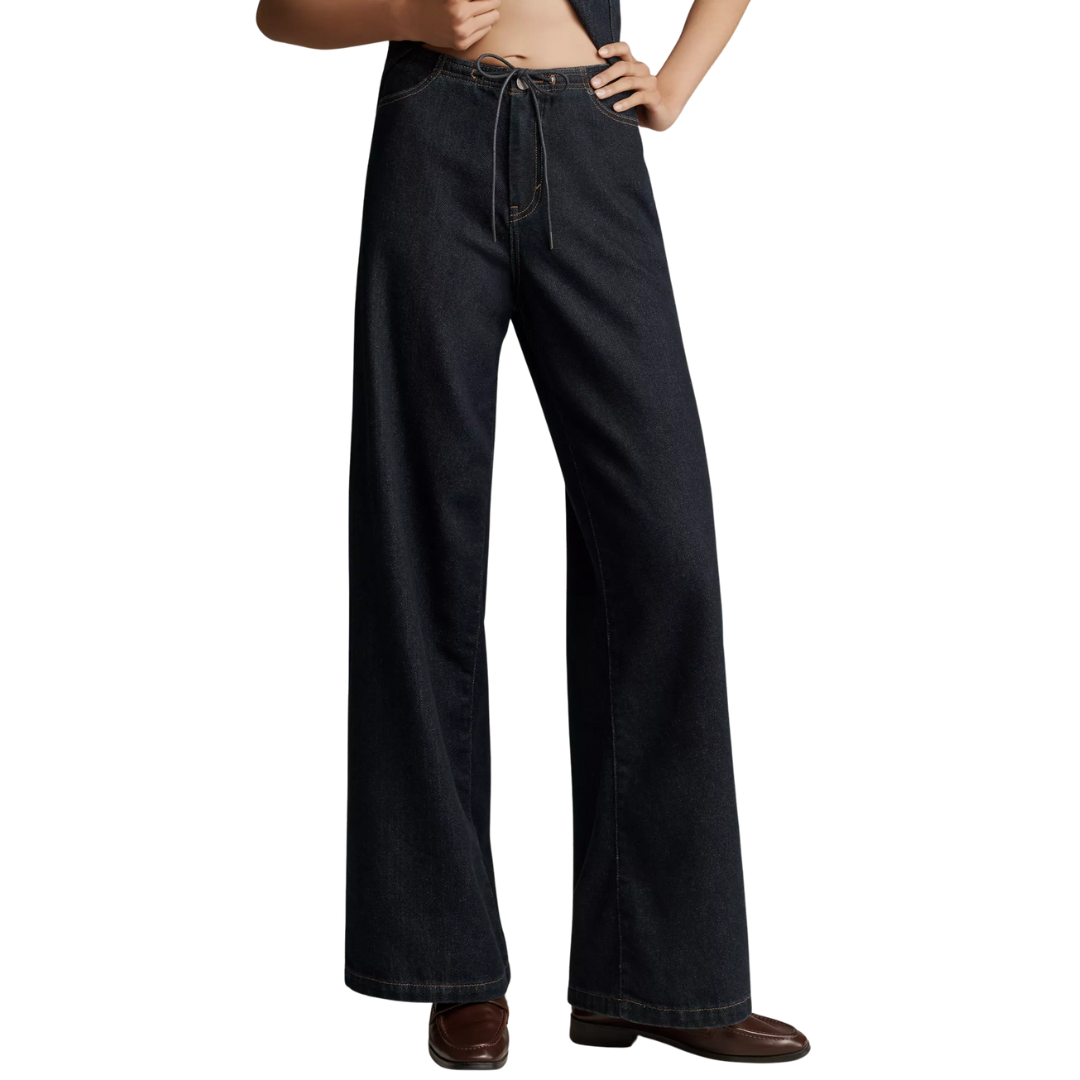Jade Drawstring Wide Leg in Rinse