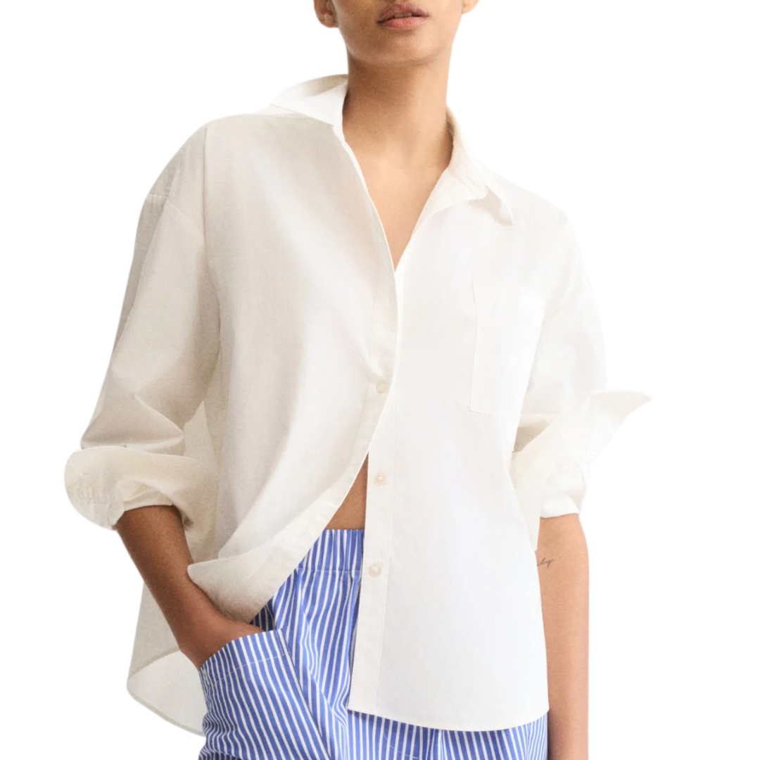 Watts Side Button Shirt in White