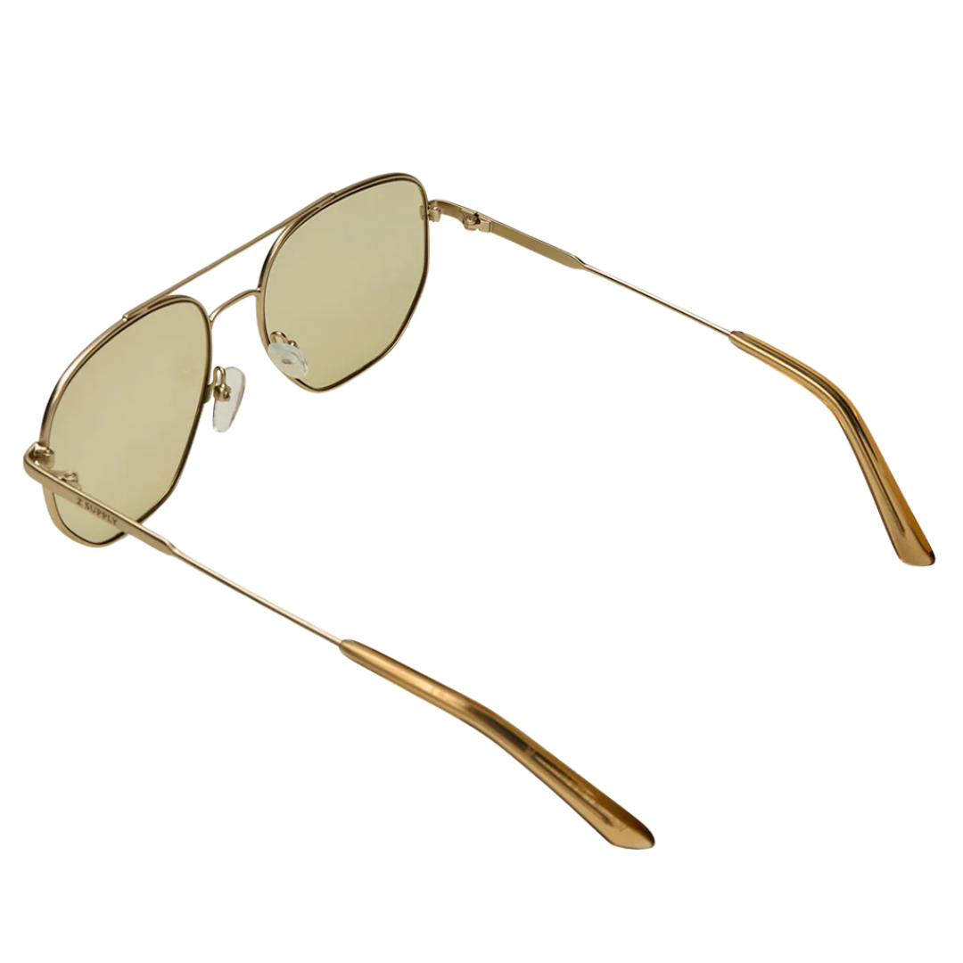 Highway Polarized Sunglasses in Satin Gold - Khaki