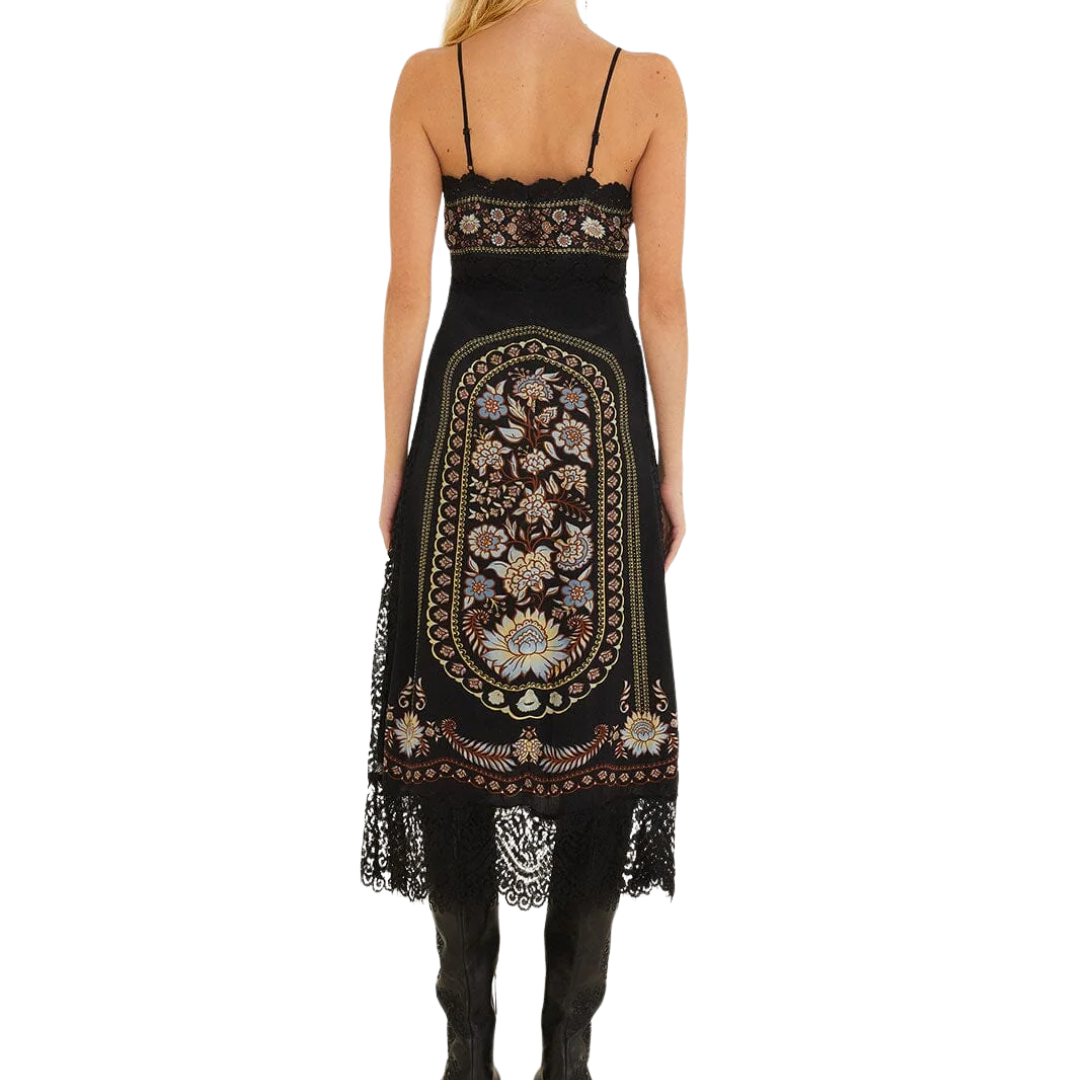 Lace Sleeveless Midi Dress in Daniela Black