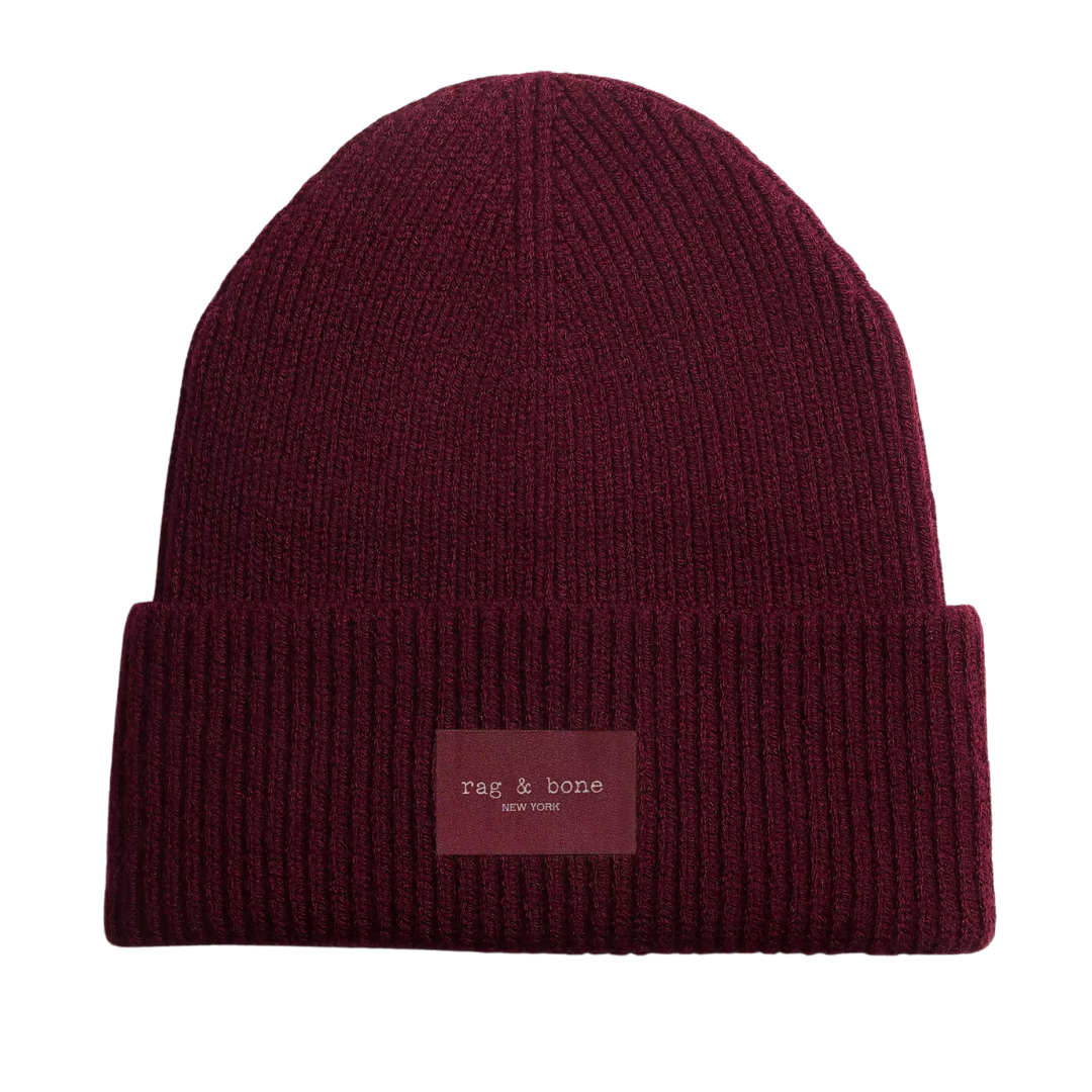 Blake Rib-Knit Beanie in Pomegranate