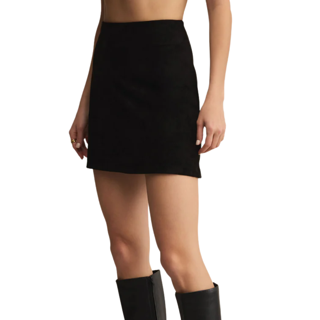 Ciera Faux Suede Mini Skirt in Black