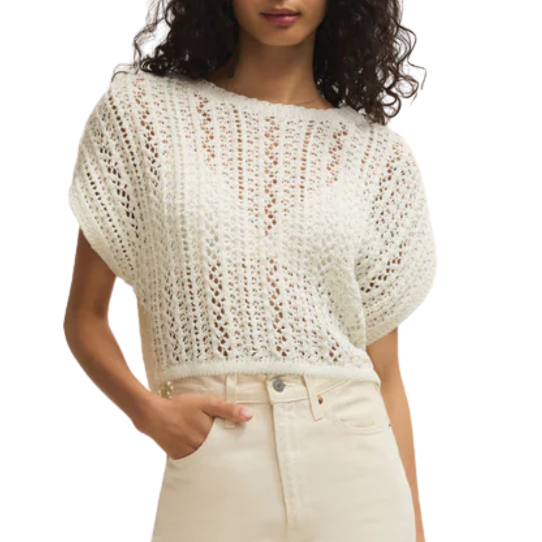 Ballast Cropped Crochet Top in White