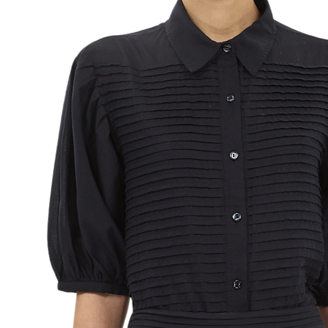 Cordelia Button Up Top in Noir