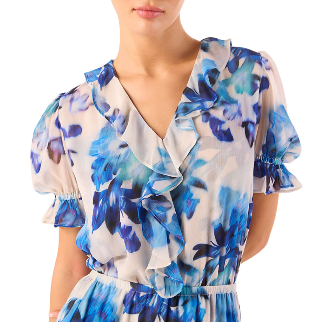 Connie Top in Blurred Bouquet Chiffon