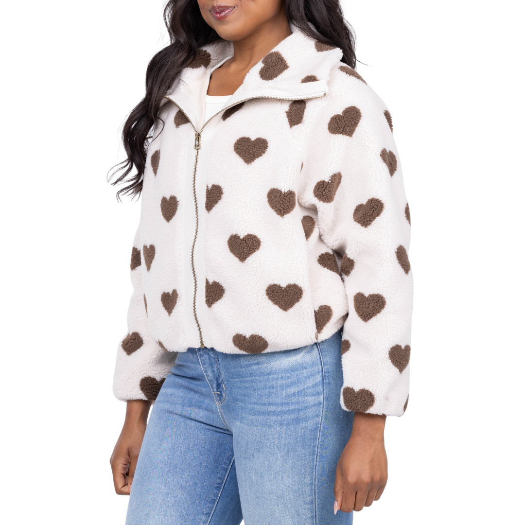 Hearts Jacket with Lining in Brown