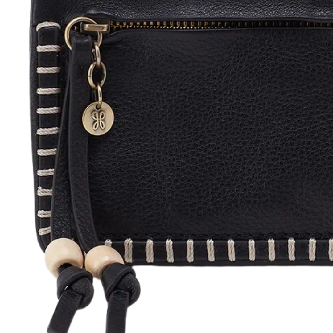 Lumen Continental Wallet in Black With Stitching