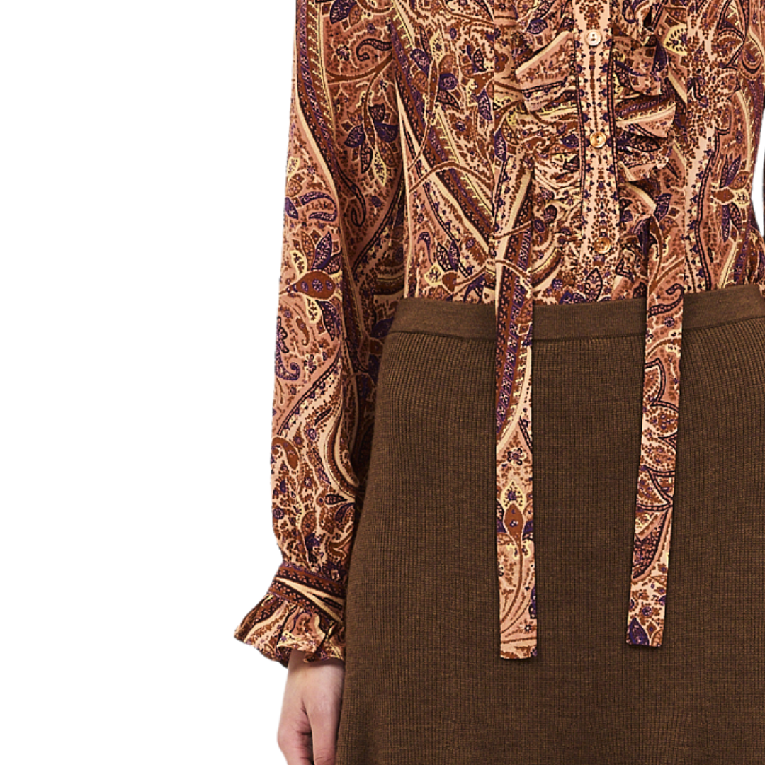 Catroux Long Sleeve Silk Blouse in Rosette