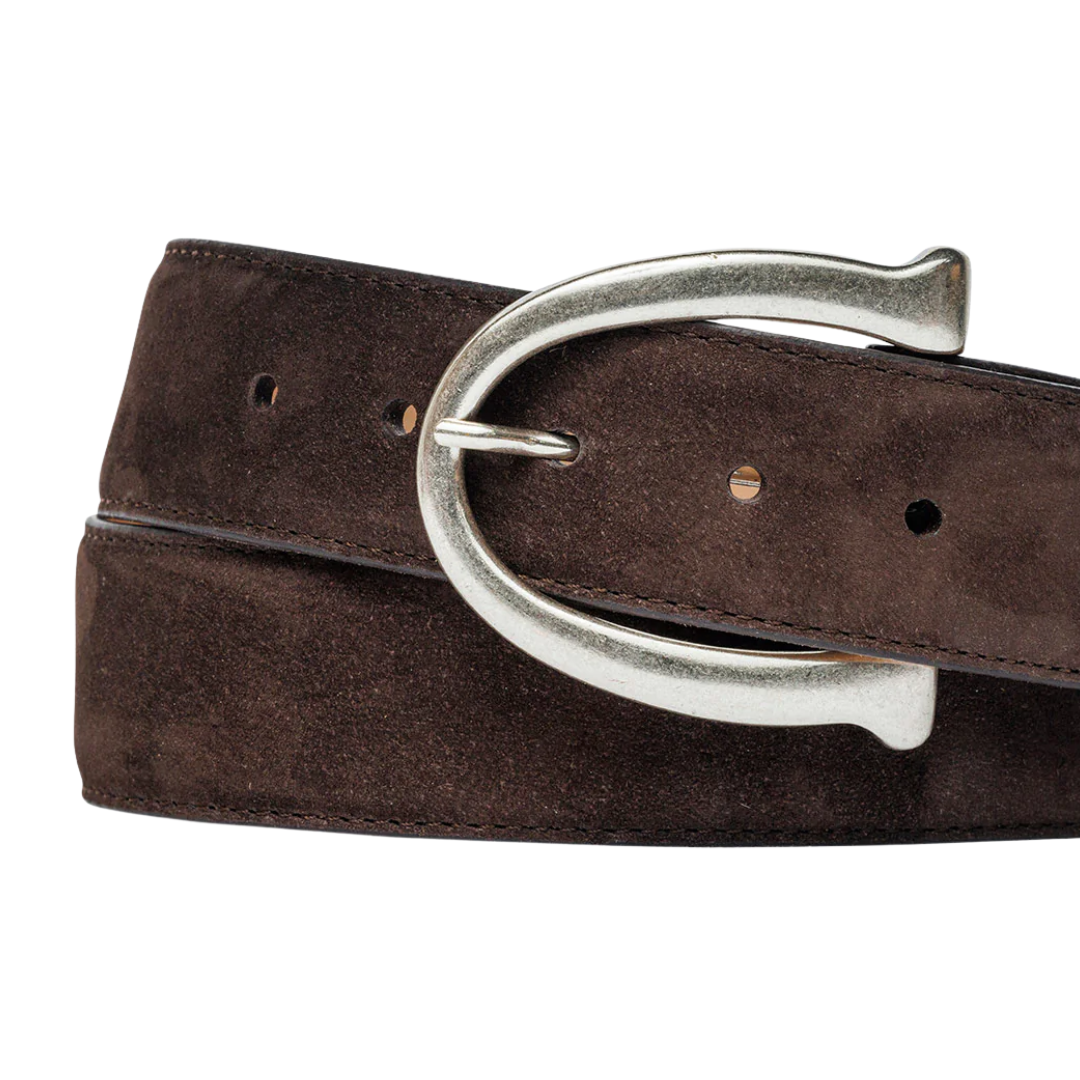 Nubuck Suede Belt in Coffee