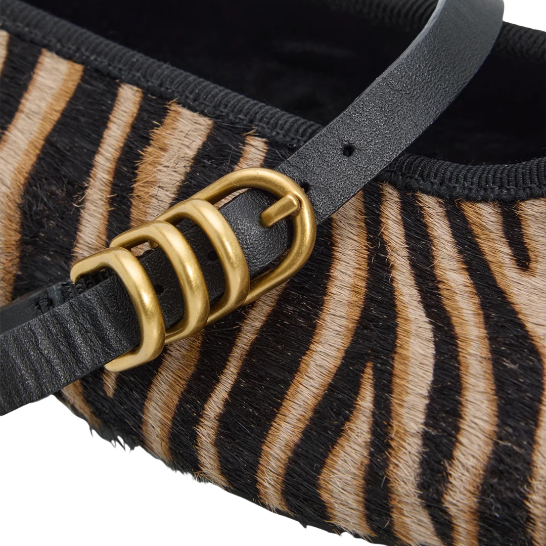 Spire Calf Hair Mary Jane in Cream Zebra Hair Calf