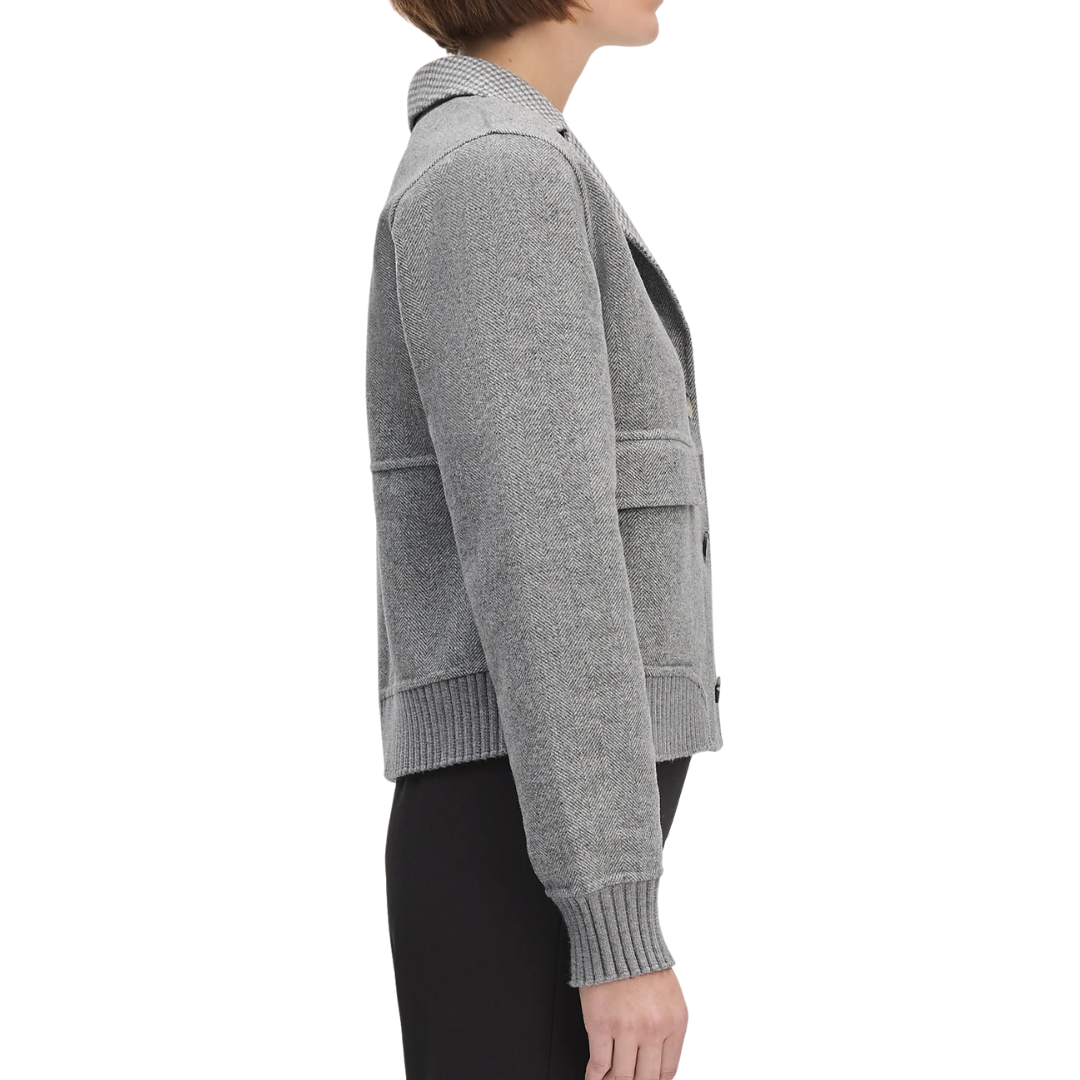 City Bomber in Grey Houndstooth