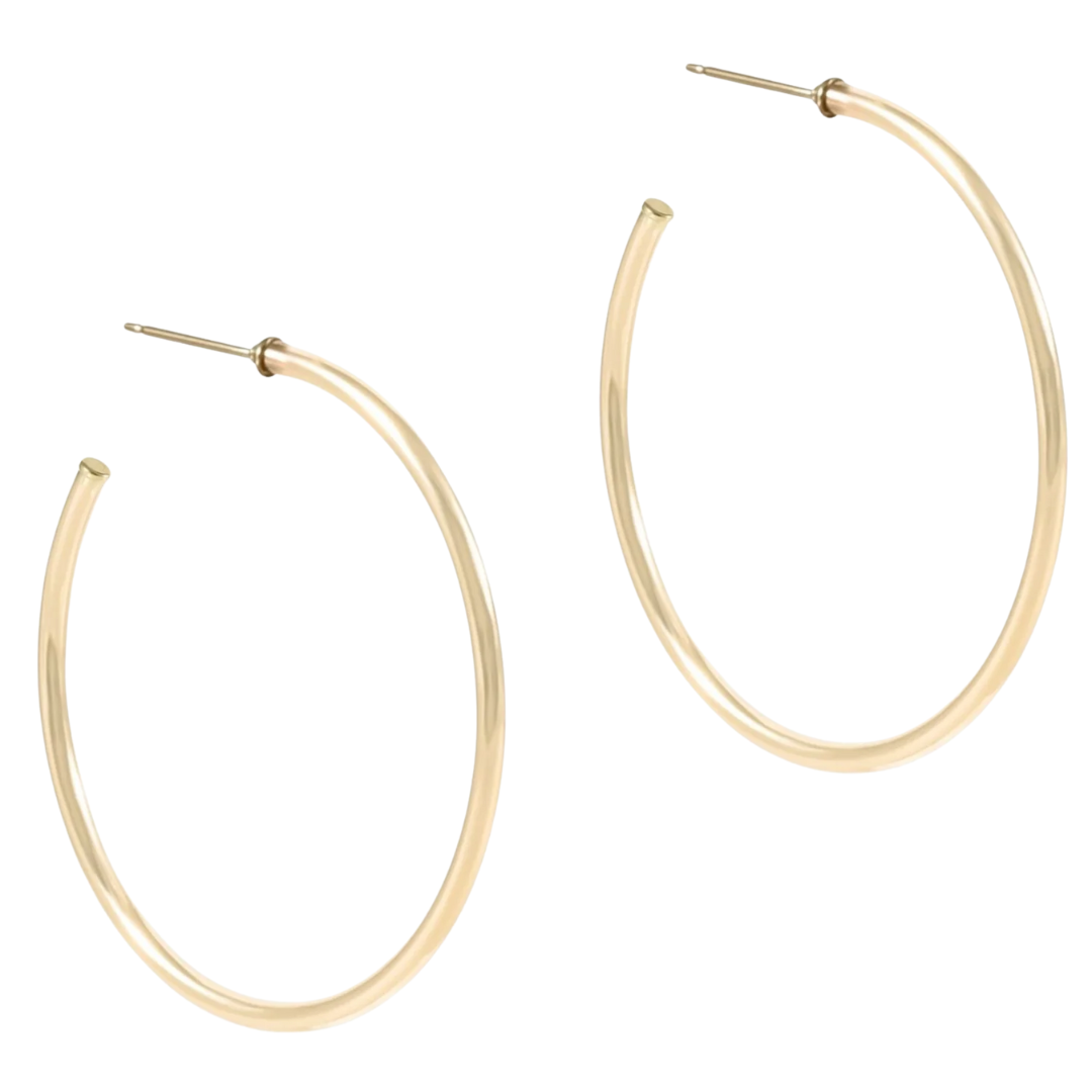 Round Gold 1.75" Post Hoop- 2mm- Smooth