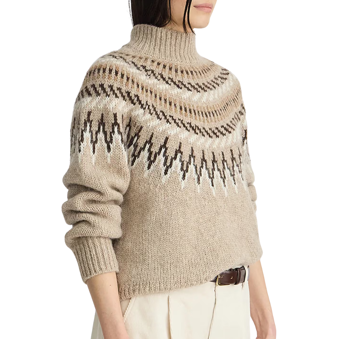 Fair Isle Mock Neck in Oatmeal