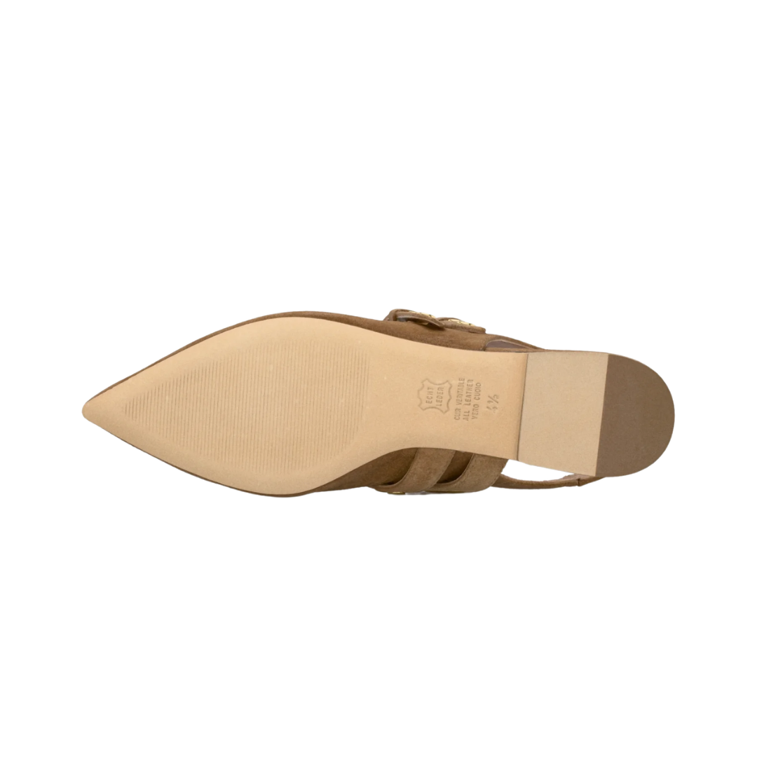 Greta Suede Flat in Golden Brown/Gold