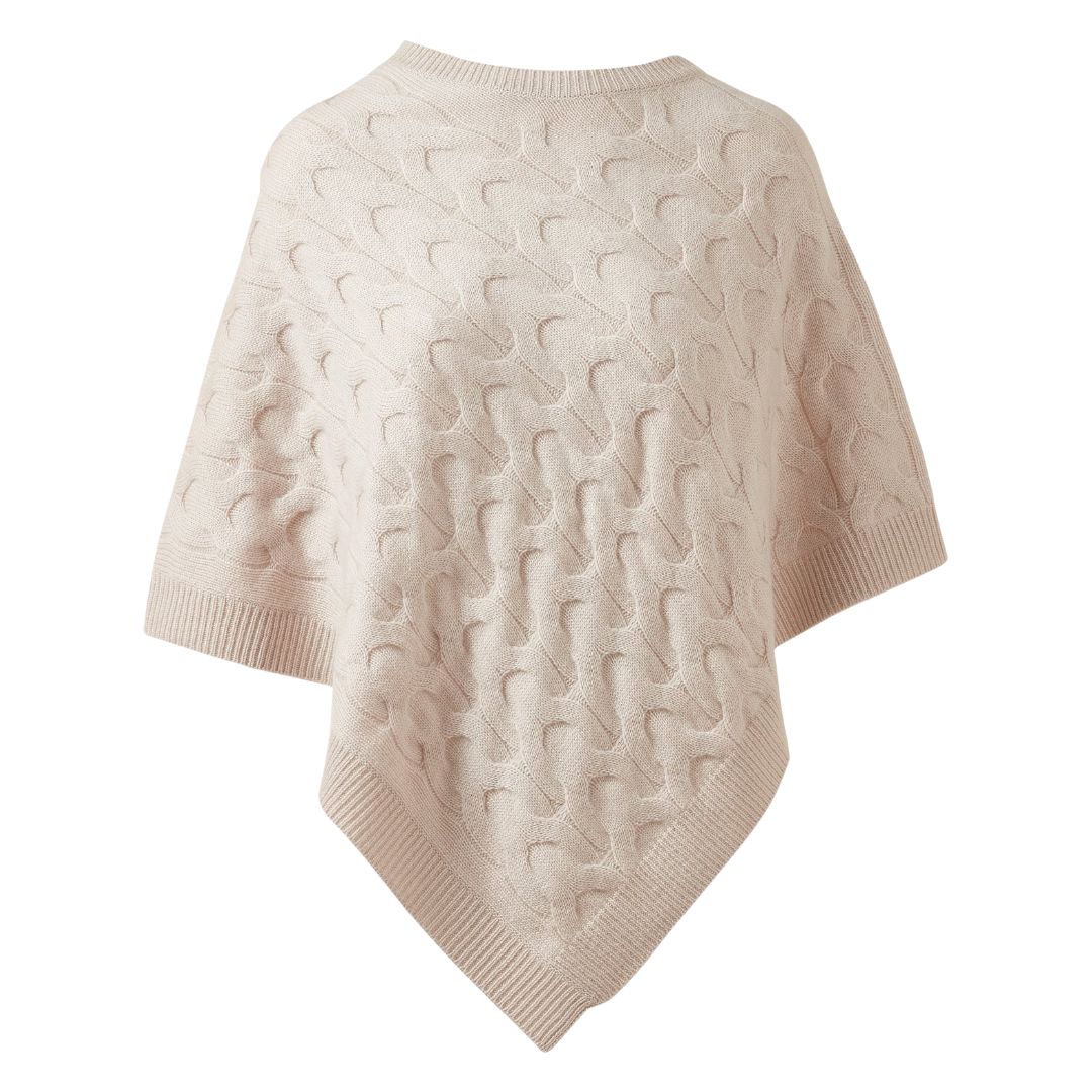 Luxe Cable Poncho in Oat