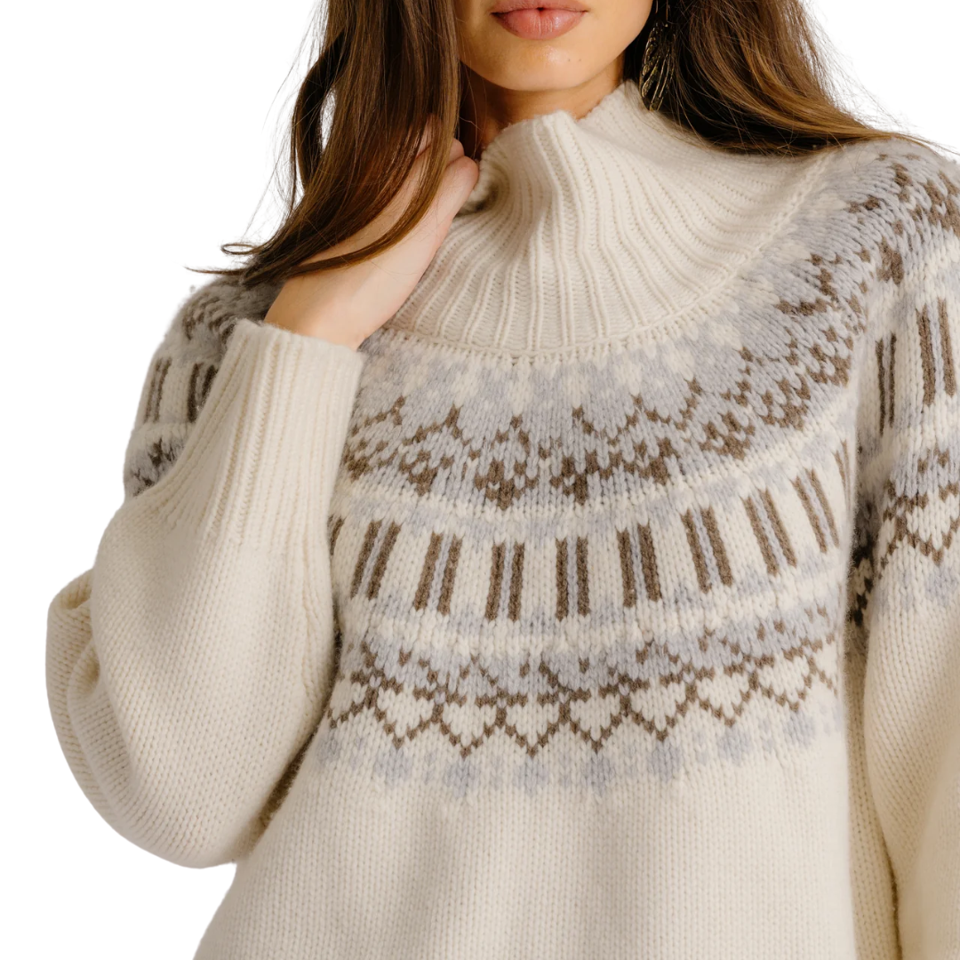 Scottie Slouchy Fair Isle Mock in Gardenia