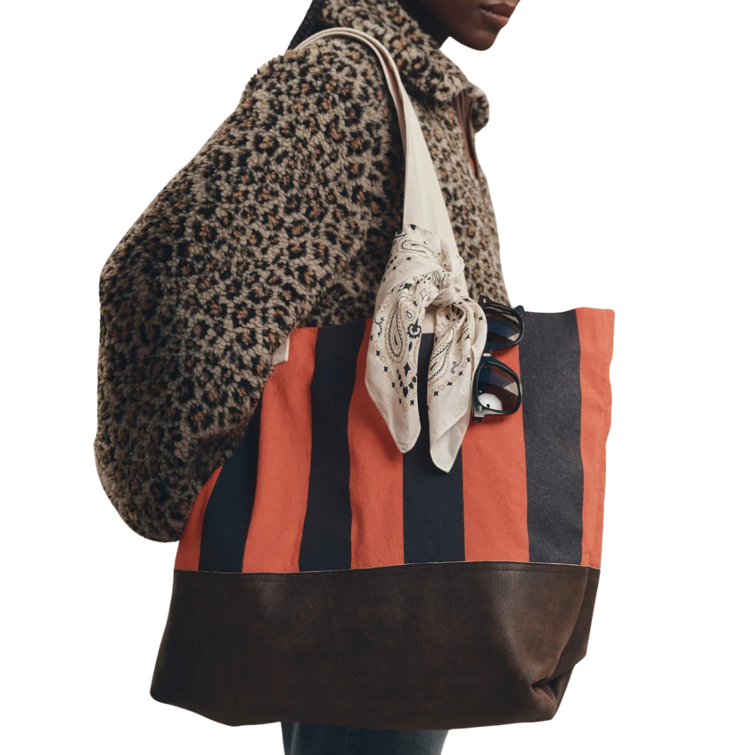The Stripe Tote in Hot Red Prep Stripe