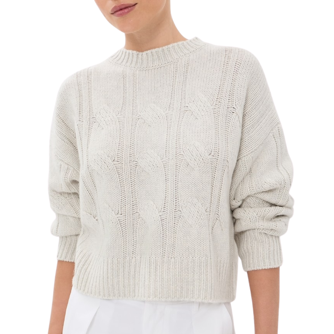 Tristan Cashmere Crewneck Pullover in Blizzard
