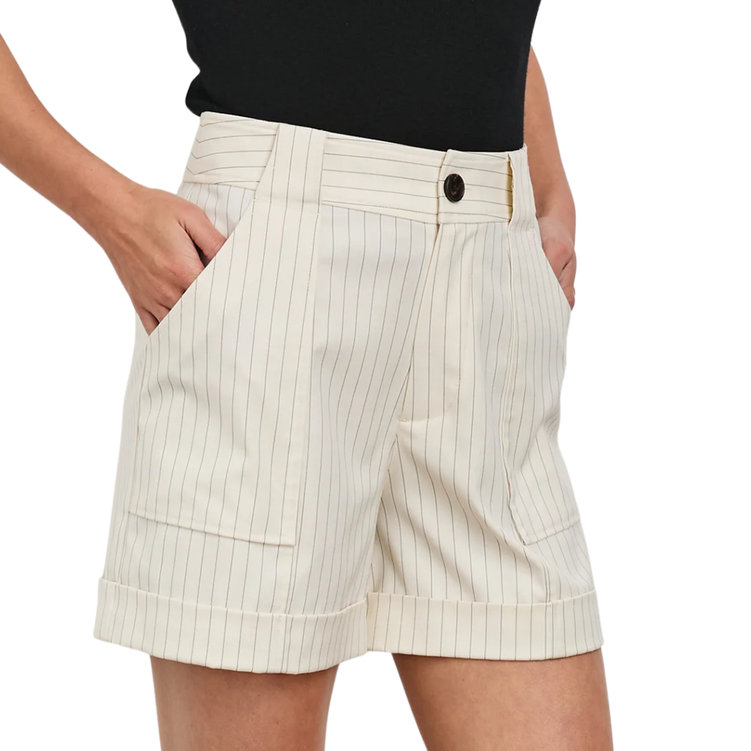 Maryam Short in Birch Pinstripe