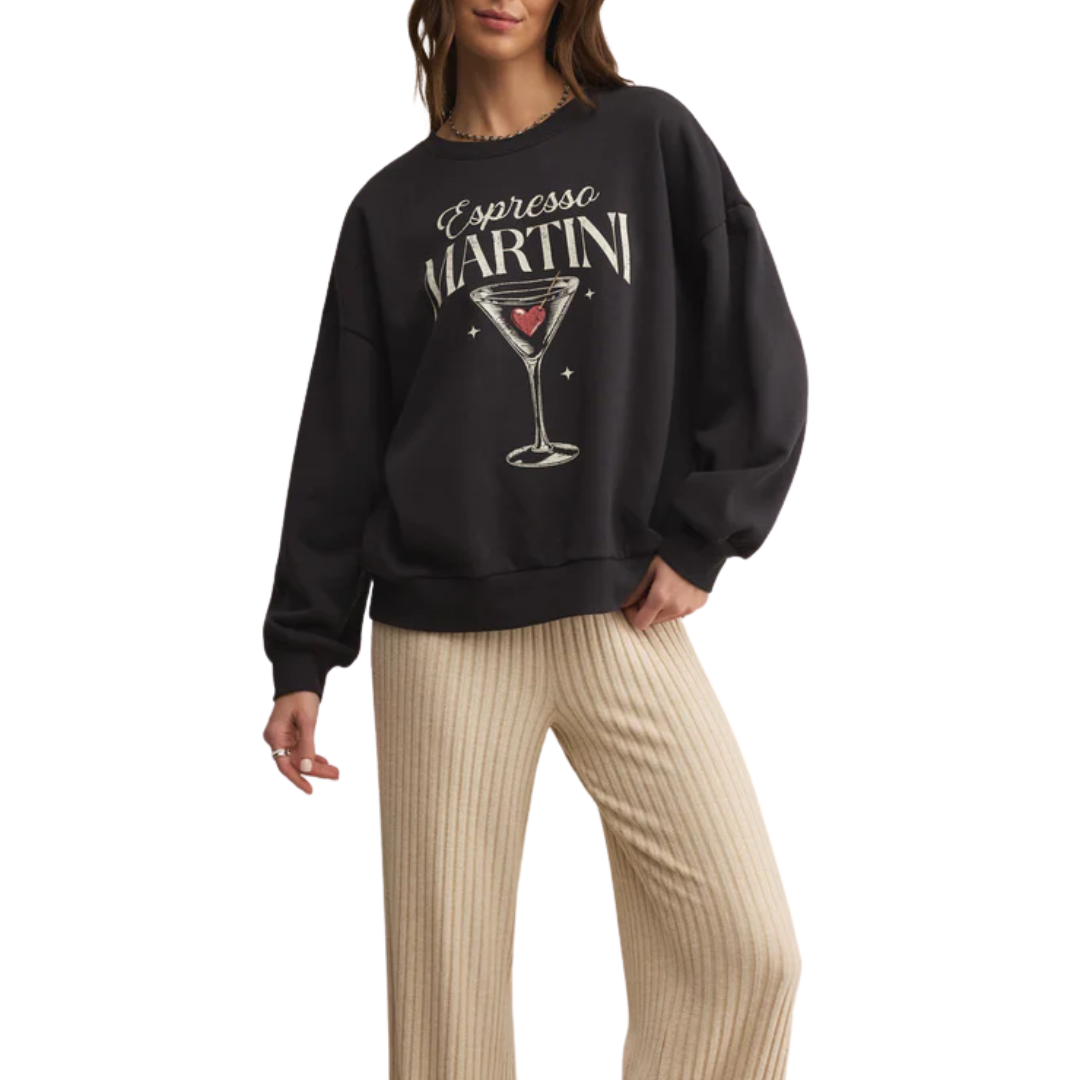 Oversized Martini Sweatshirt in Black Sand