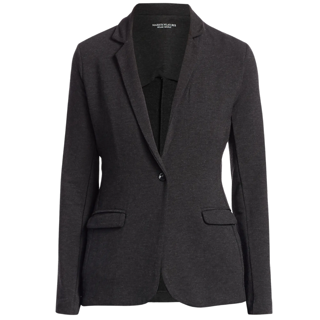 French Terry One Button Blazer in Anthracite Chine