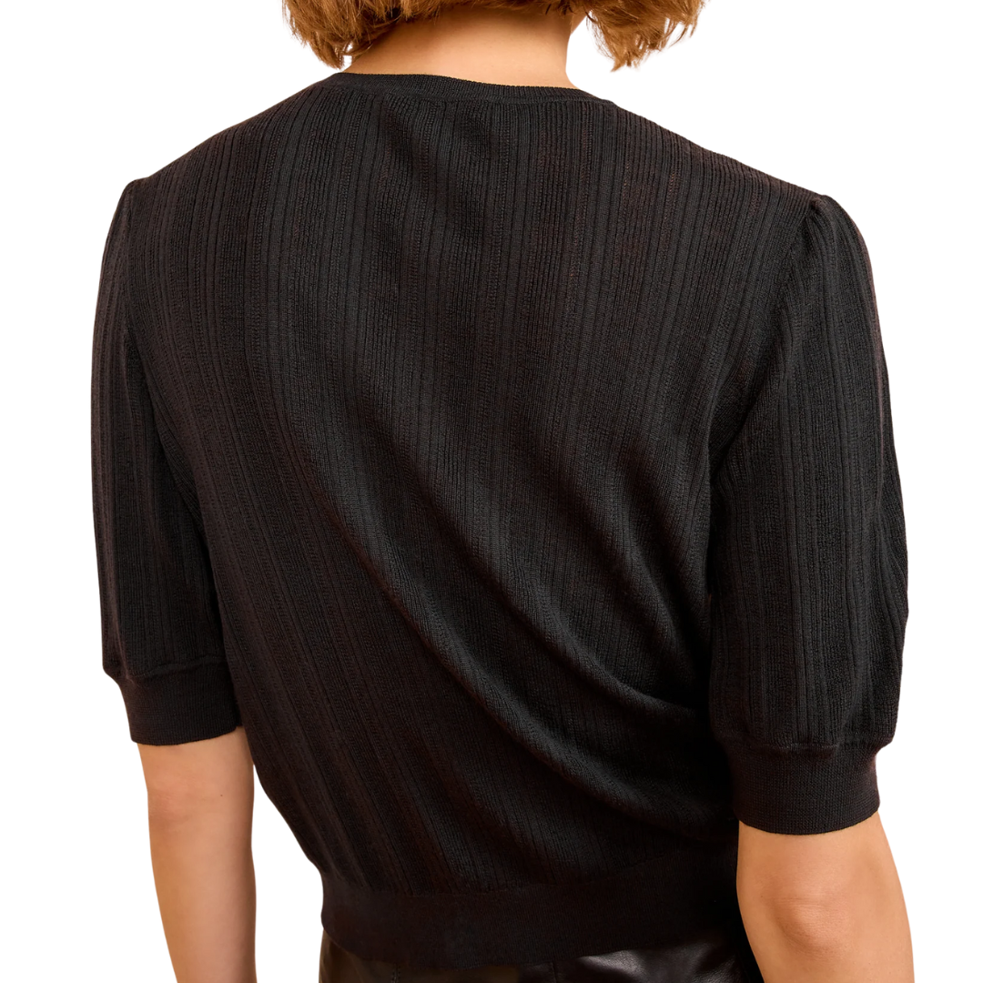 Salima Short Sleeve Knit in Noir