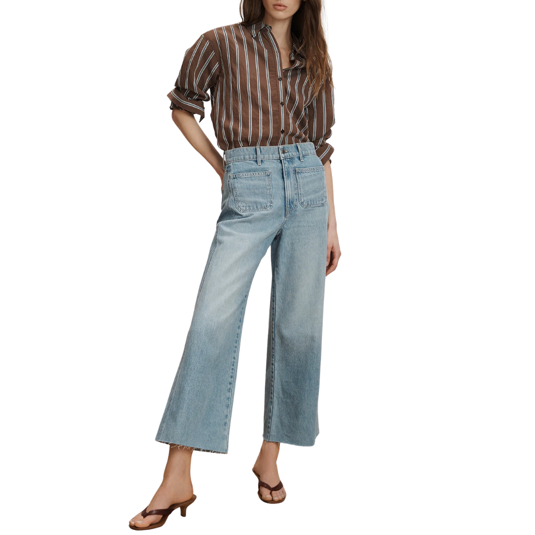Taylor Cropped Patch-Pocket Wide-Leg Jean in Big Splash