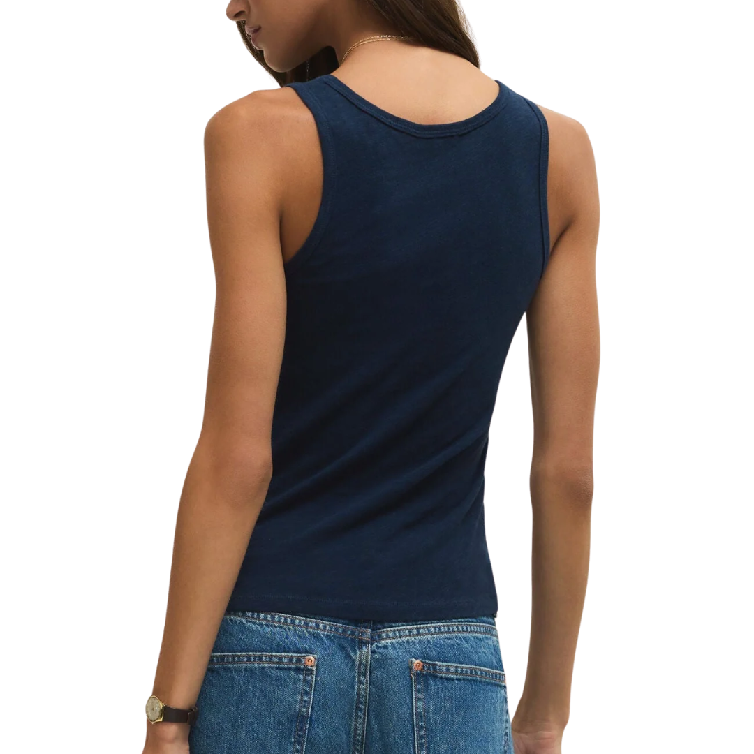 Classic Slub Scoop Tank in Indigo