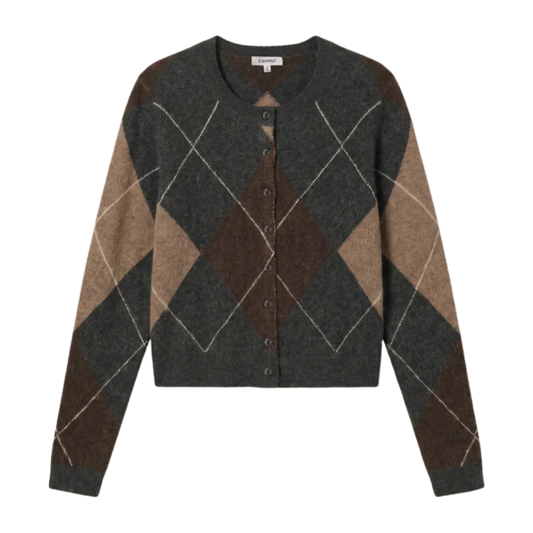 Medina Argyle Cardigan in Charcoal Heather