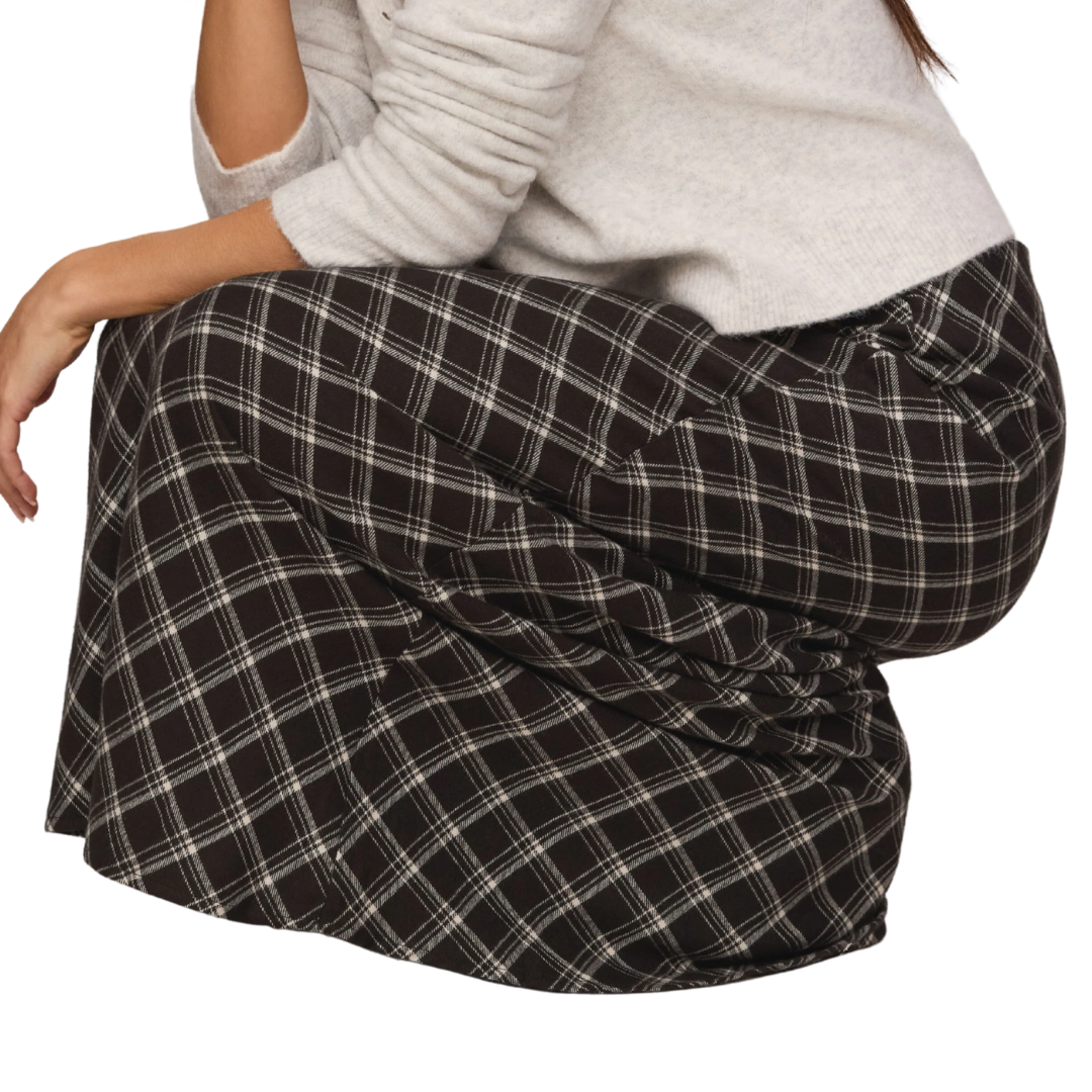 Europa Plaid Maxi Skirt in Ash Black