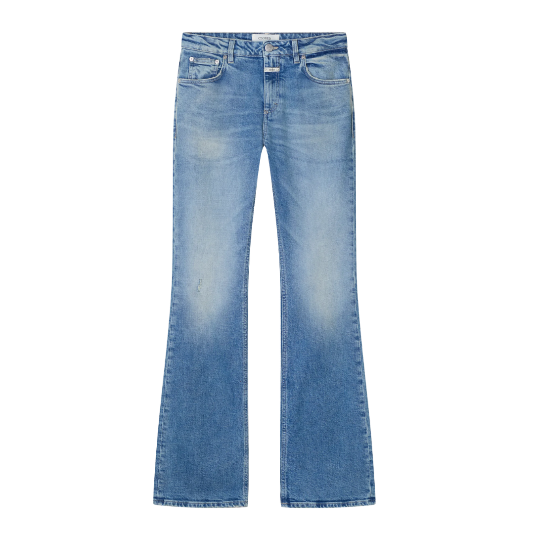 Jovanna Flared Jeans 30" in Mid Blue