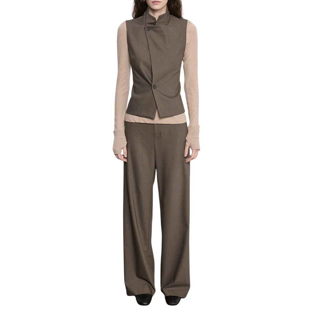 Suiting Hi-Neck Vest in Brown Heather
