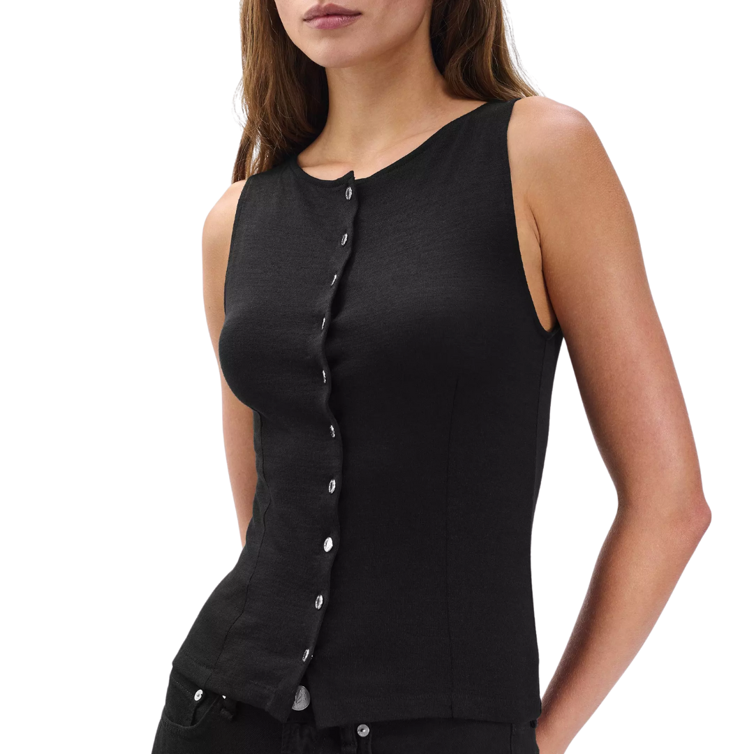 Knit Boatneck Vest in Black