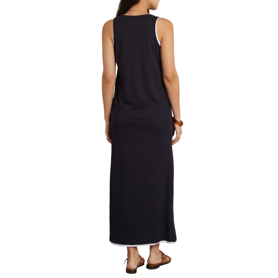 Supima Cotton Double Layer Tank Maxi Dress in Marine