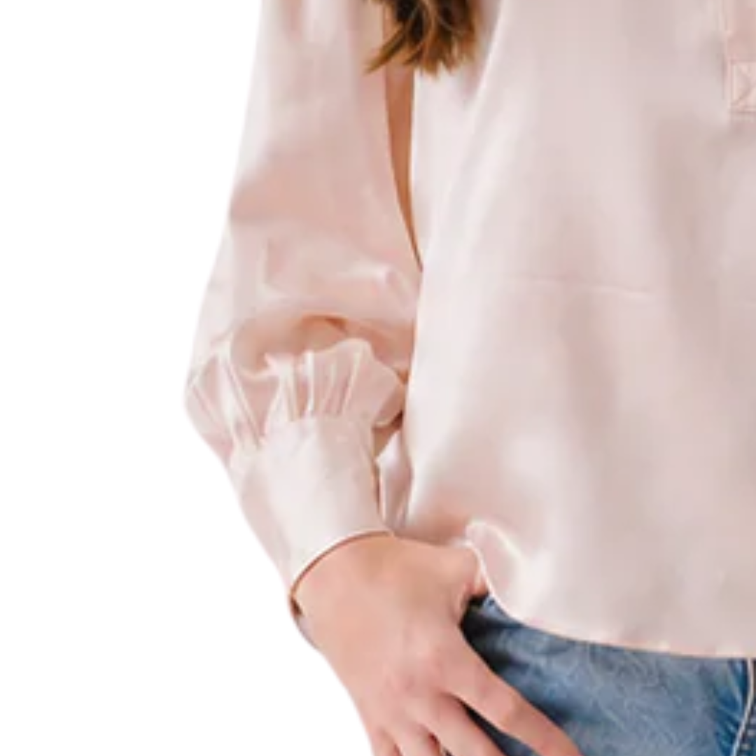 Chantal Relaxed Silk Popover w/ Shirring in Lunar