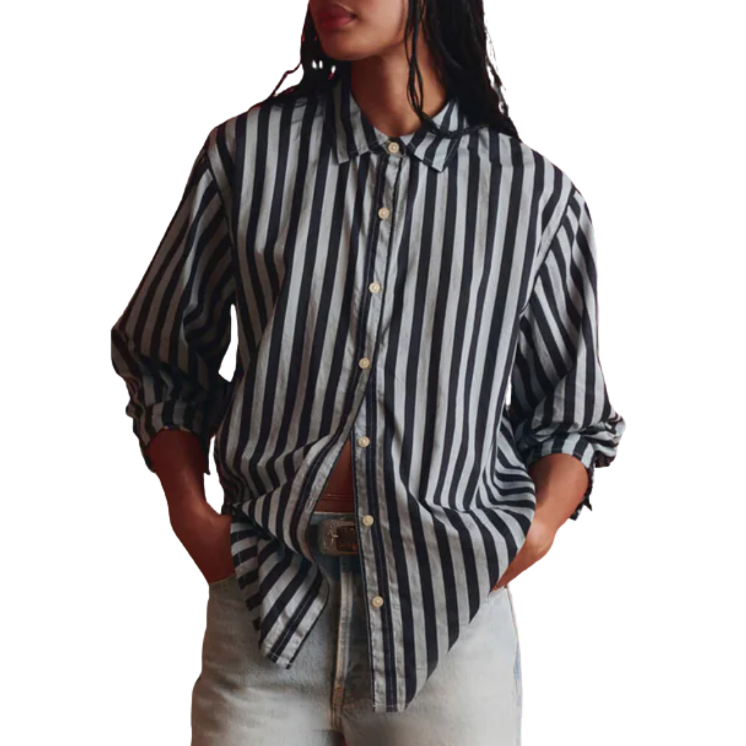 The Daily Button Up in Blue Club Stripe
