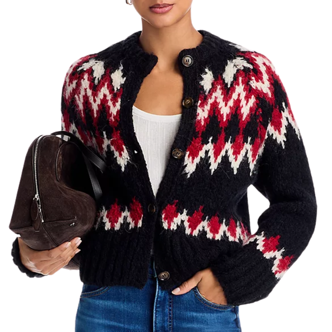 Christina Fair Isle Cardigan in Black Multi