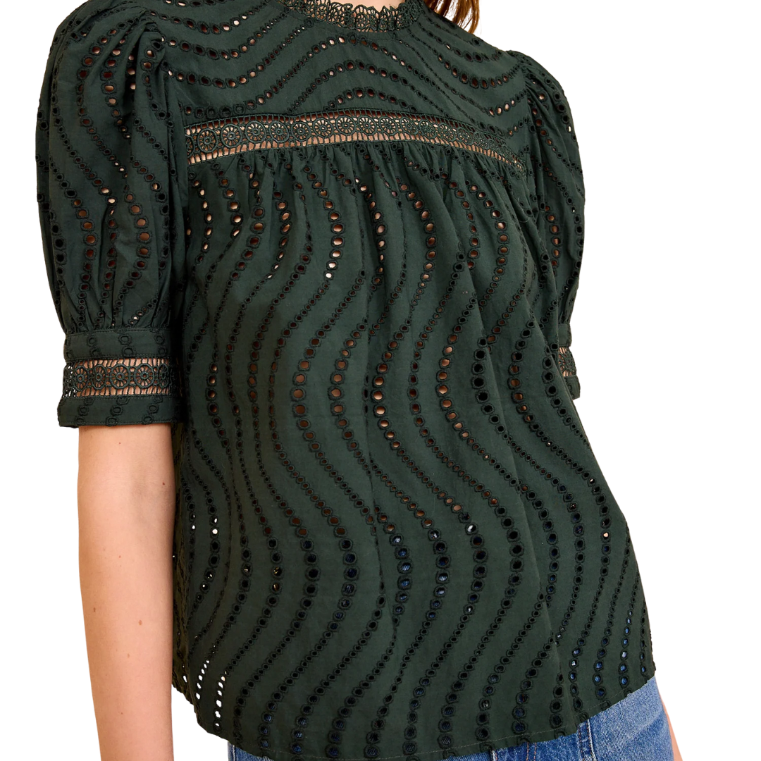 Virginia Lace Collar Blouse in Cypress