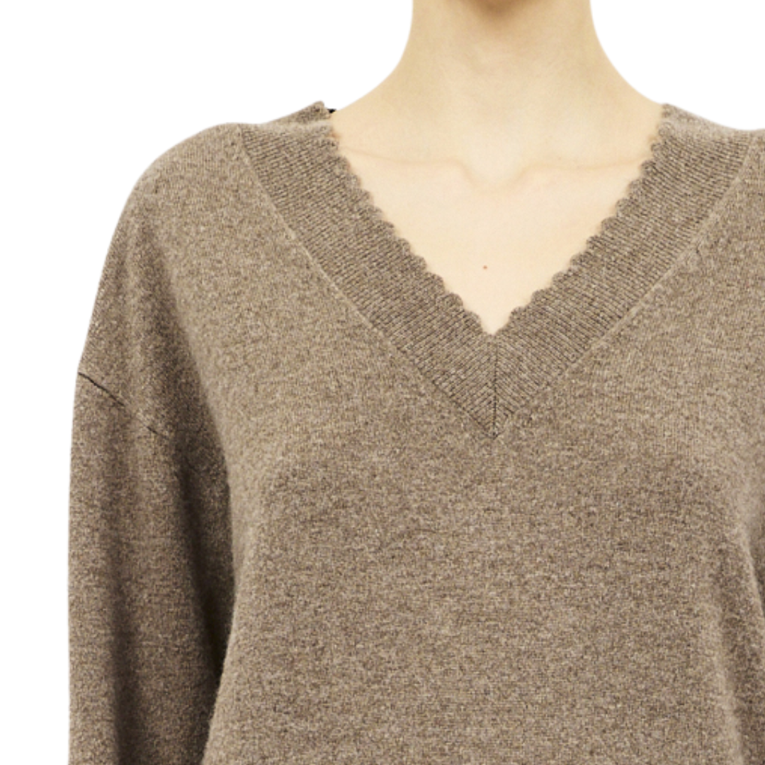 Mona V-Neck Cashmere Pullover in Driftwood