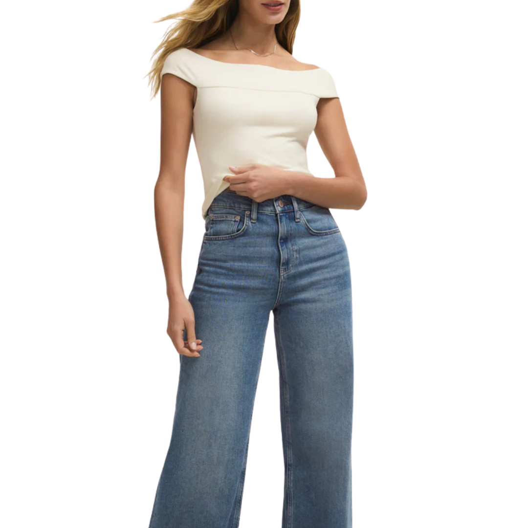 Second Skin Off Shoulder Top in Cloud