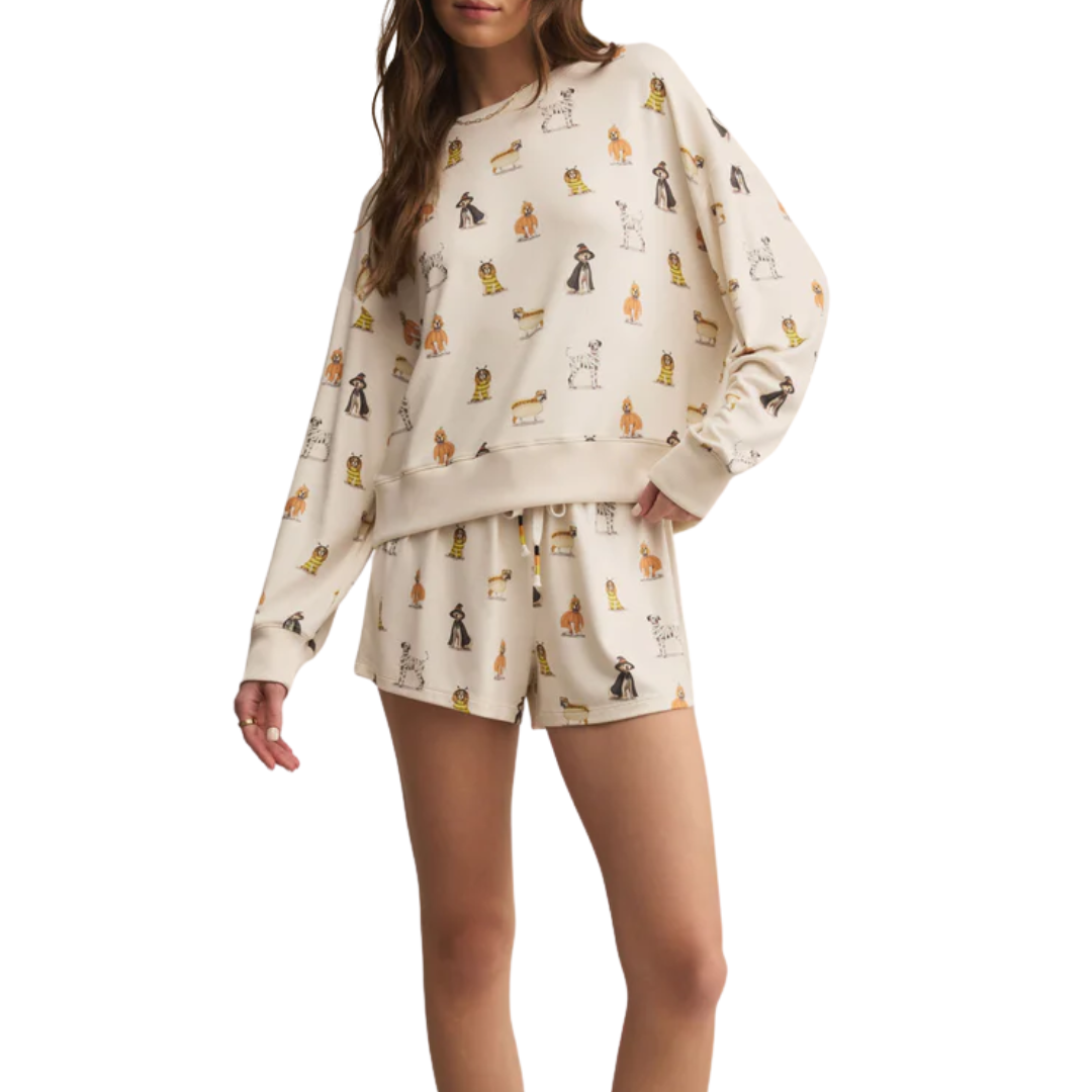 Elle Pup Long Sleeve Top in Vanilla Ice