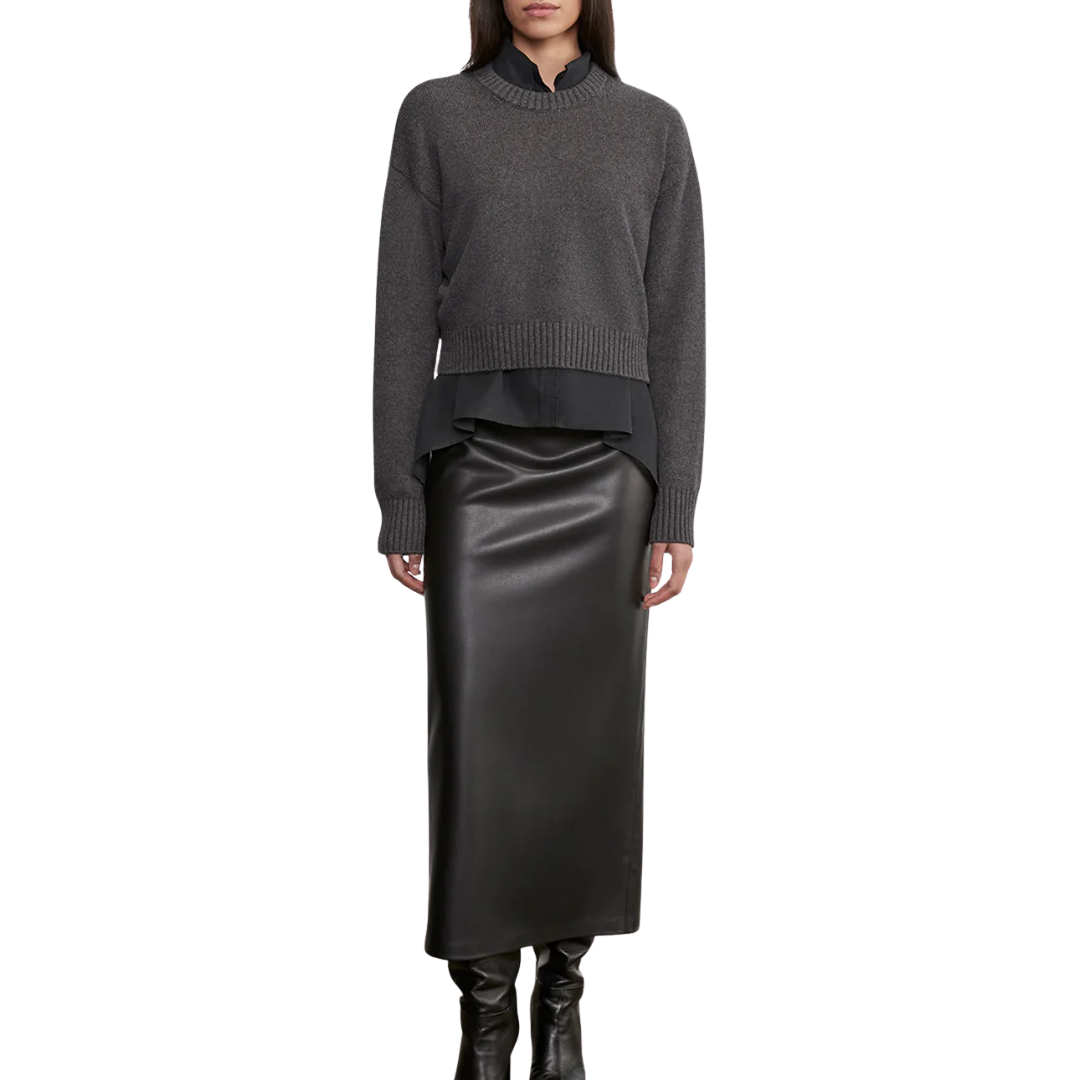 Chunky Cotton Cashmere Sweater in Charcoal