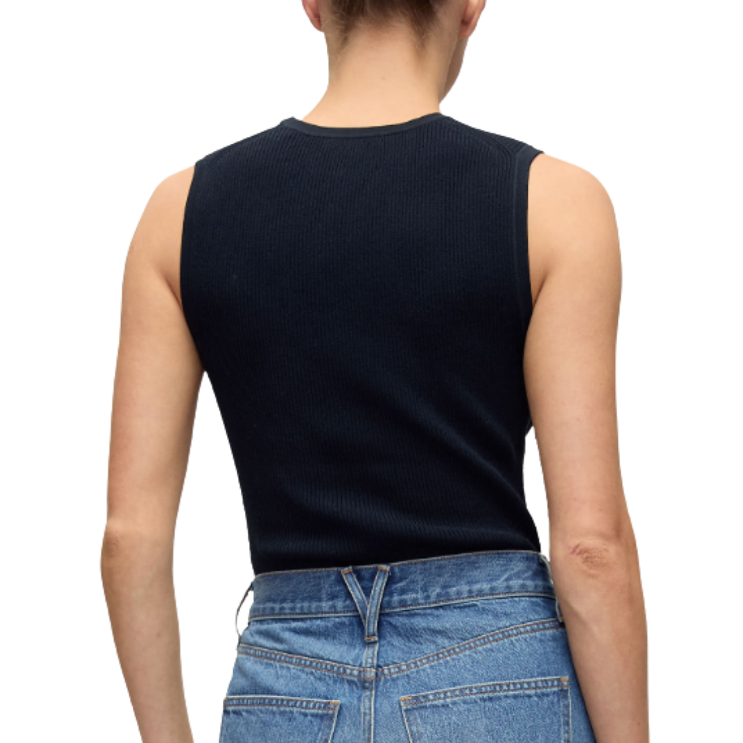 Sid Crew-Neck Knit Tank Top in Navy