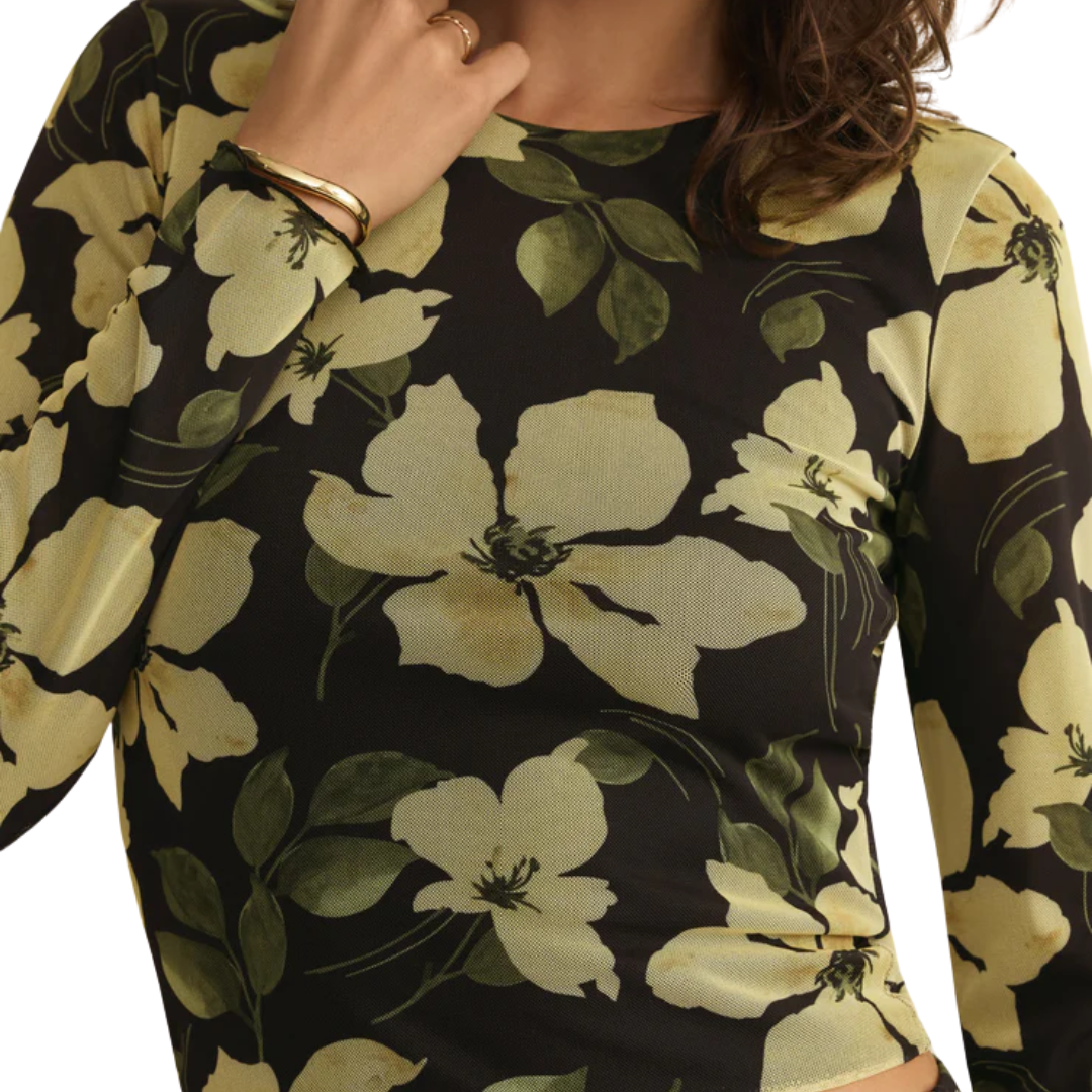 Taysha Ren Floral Mesh Top in Sunnyside