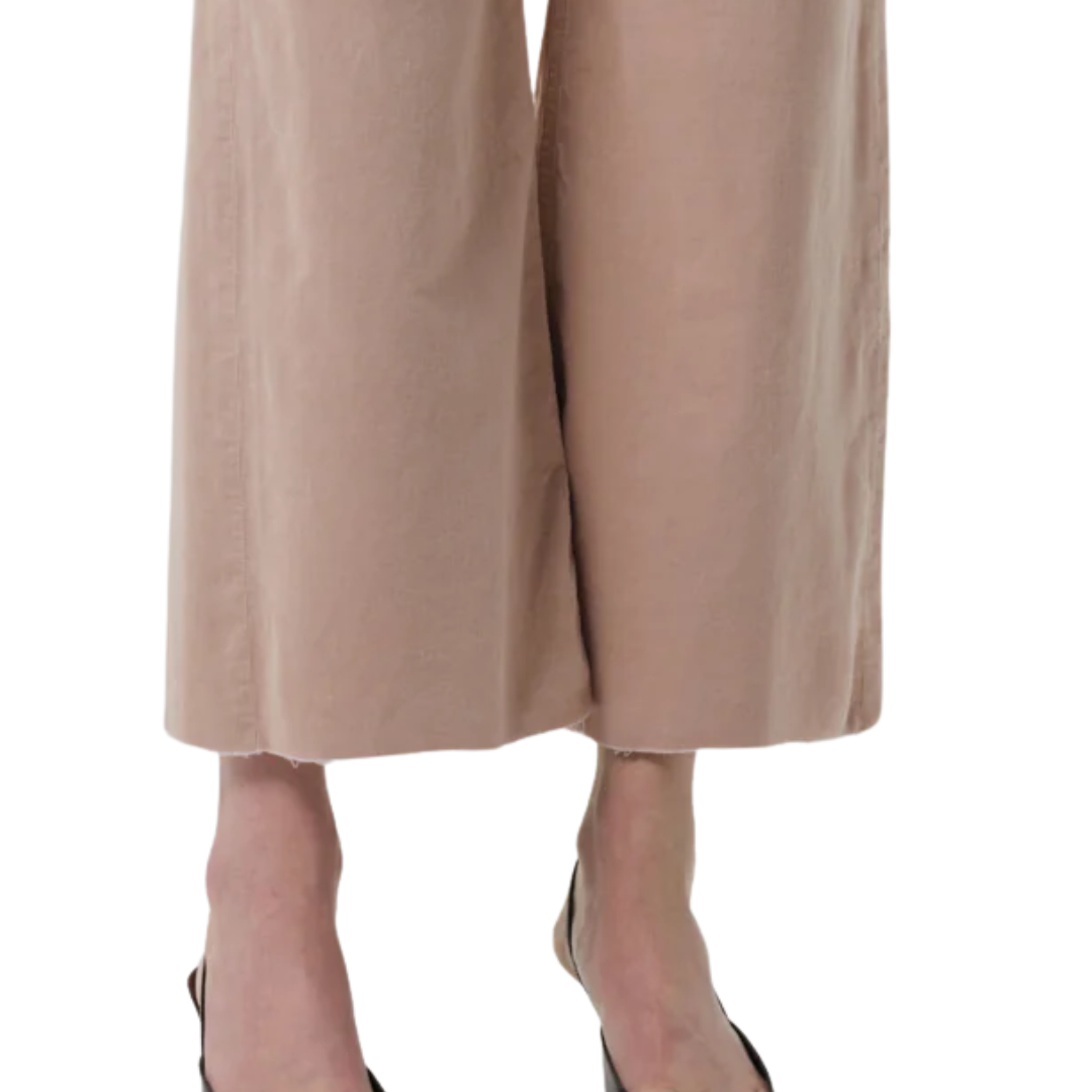 Lyra Wide Leg Crop Corduroy in Pale Stone